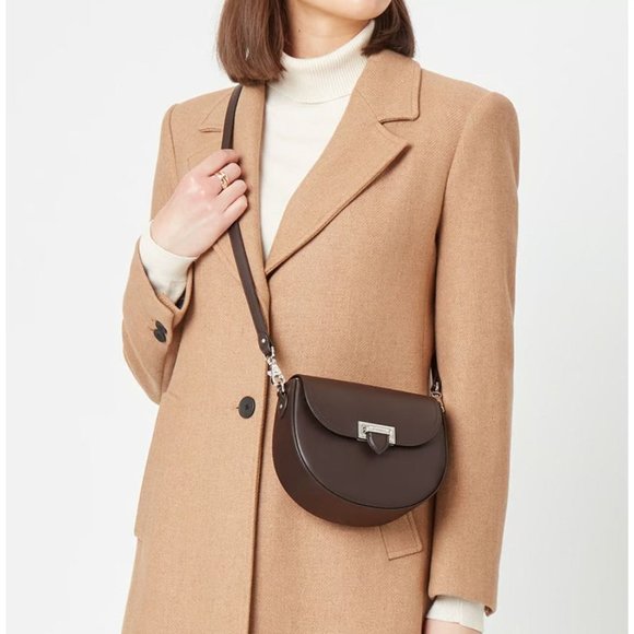 Aspinal of London Portobello Smooth Brown Leather Crossbody  Aspinal of London Portobello Smooth Brown Leather Crossbody Bag NEW